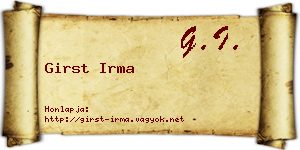 Girst Irma névjegykártya